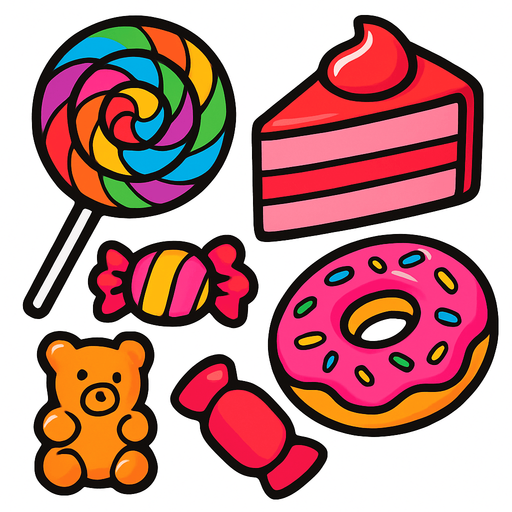 dulces.
In-Game asset.  2d.  High contrast.  No shadows