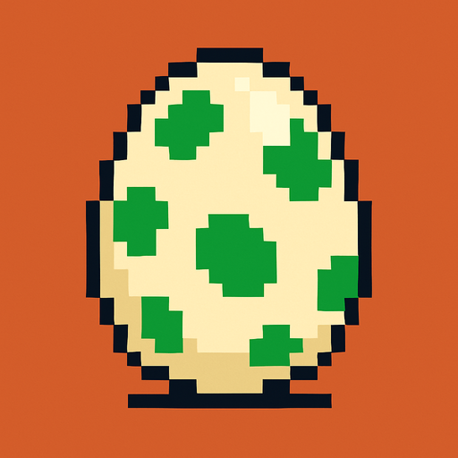 8 bit style dinosaur egg.
2d.  High contrast.  No shadows. 8 bit