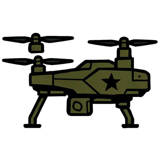 Military quadcopter side view
In-Game asset.  2d.  High contrast.  No shadows