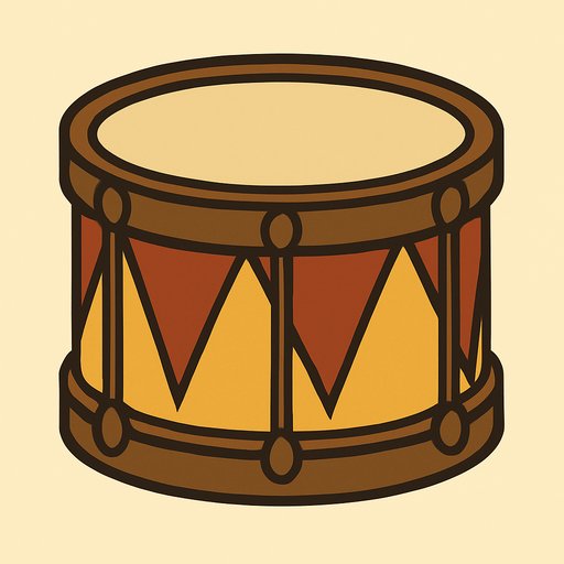 Drum in professor Layton game style.
In-Game asset.  2d.  High contrast.  No shadows