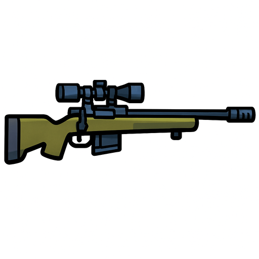 Sniper rifle rotated 90 degrees.
In-Game asset.  2d.  High contrast.  No shadows
