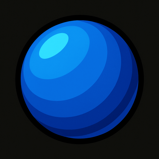 Mavi 3d yuvarlak top.
In-Game asset.  2d.  High contrast.  No shadows