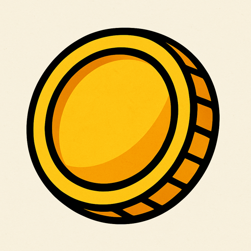 Gold coin, highly stylized, simple, simple without dollar symbol, black outline.
In-Game asset.  2d.  High contrast.  No shadows