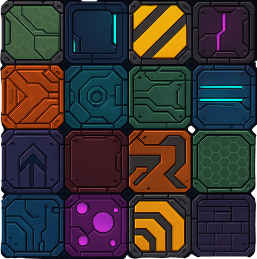 Futuer complicated floors. Different colors. HD colors.
In-Game asset.  2d.  High contrast.  No shadows