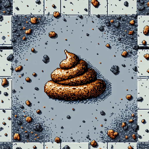 Directly overhead, plumb view of a dog poop.
Zenith view, directly overhead, plumb view. NOT PERSPECTIVE! . Pixel art