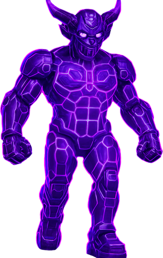 bare segmented neon cyberpunk pecs abs muscles robot monster hunk Neon cyberpunk 3d hologram corporate occult demon android mecha robot sentinel guard soldier machine monster fully in frame no part cut off no background anime futuristic Background removed, "Full-body character, entirely in frame, no cropping of face, head, or feet" "Complete character visible, from head to toe, fully centered in the image" "Entire character, including face and boots, fully within the frame" Character fully contained within a square frame, no edges cut off horns through boots Walking animation forward Neon purple