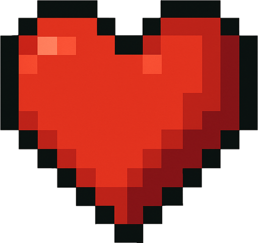 Pixel art 2d heart.
In-Game asset.  2d.  High contrast.  No shadows