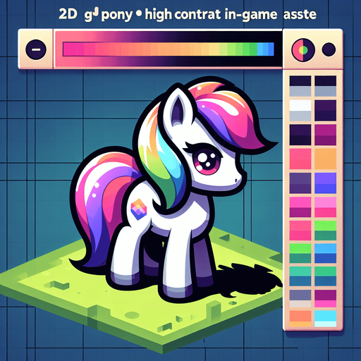 pony.
Single Game Texture. In-Game asset. 2d. Blank background. High contrast. No shadows.