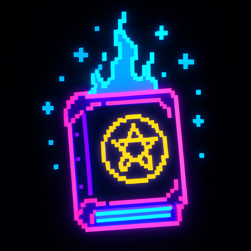 neon ışıklı büyü piksel.
In-Game asset.  2d.  High contrast.  No shadows