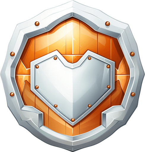 Round powerup. Shield icon
Single Game Texture. In-Game asset. 2d. Pixelart. White background. Blank background. Low detail. High contrast.