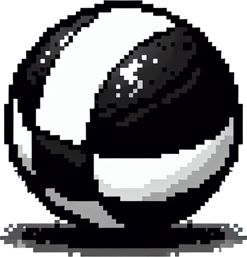 8 bit ball. black and white. Single Game Texture. In-Game asset. 2d. Blank background. High contrast. No shadows.