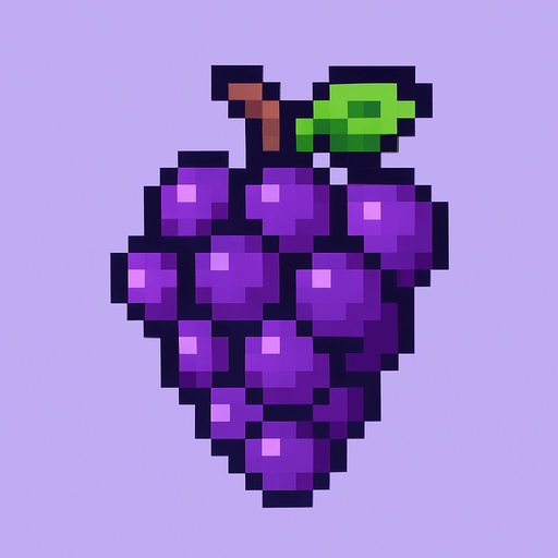 make pixel art 2d purple grapes.
In-Game asset.  2d.  High contrast.  No shadows