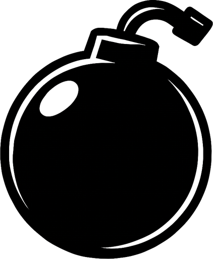 a black bomb shaped like a ball.
In-Game asset.  2d.  High contrast.  No shadows