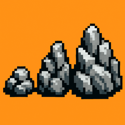 pixel kayalar.
In-Game asset.  2d.  High contrast.  No shadows