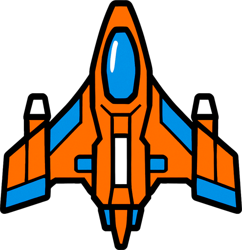 player space ship.
In-Game asset.  2d.  High contrast.  No shadows
