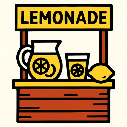 lemonade stand.
In-Game asset.  2d.  High contrast.  No shadows