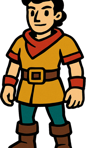 Full body person.
In-Game asset.  2d.  High contrast.  No shadows