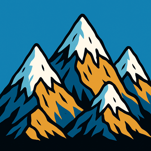 montañas con nieve en la punta animadas.
In-Game asset.  2d.  High contrast.  No shadows