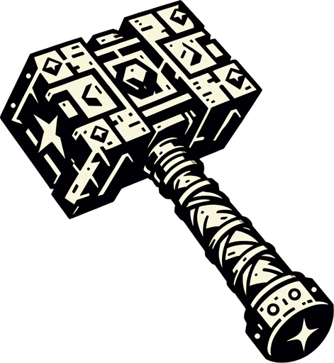 Warcraft 3 art of a hammer..
Single Game Texture. In-Game asset. 2d. Blank background. High contrast. No shadows.