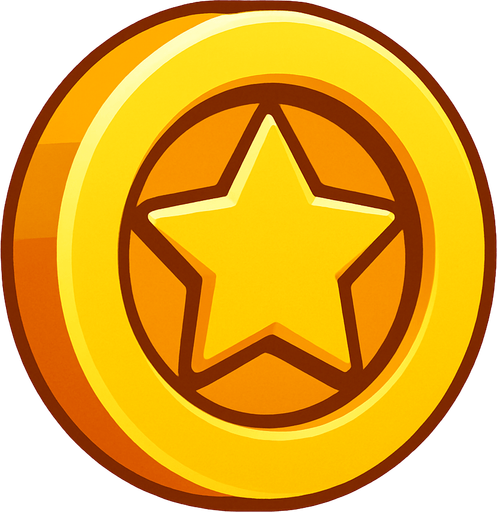 A coin in like subway surfers game with no back ground.
In-Game asset.  2d.  High contrast.  No shadows