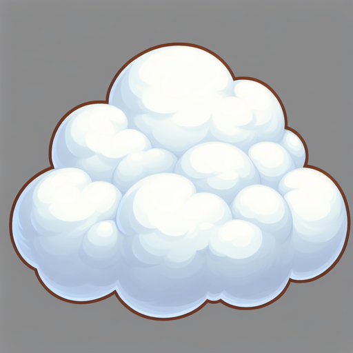 a puffy white cloud
Single Game Texture. In-Game asset. 2d. Blank background. High contrast. No shadows.