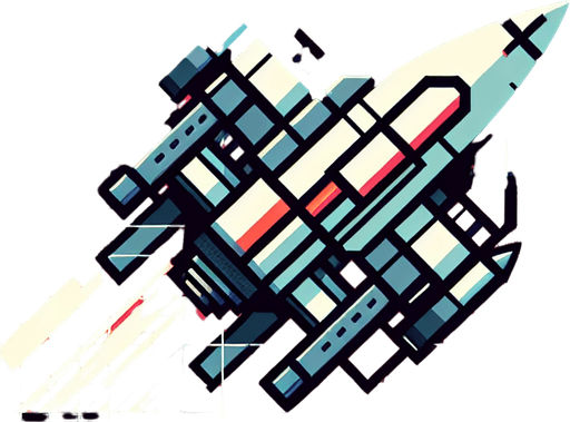 spaceship, retro game, 2d.
Single Game Texture.  In-Game asset.  2d.  Blank background.  High contrast.  No shadows