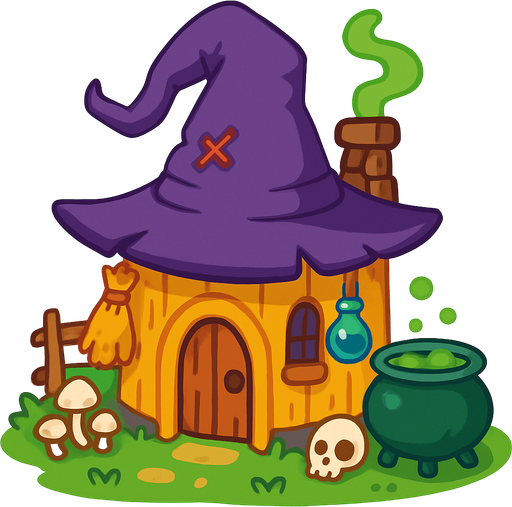 witch hut. rpg. 2d. no shadows.