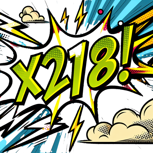 text popup "x128!".
comic style