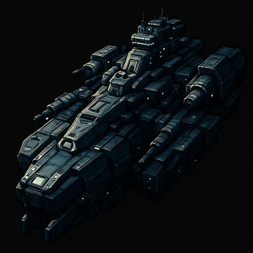 Giant and strong spaceship.
In-Game asset.  2d.  High contrast