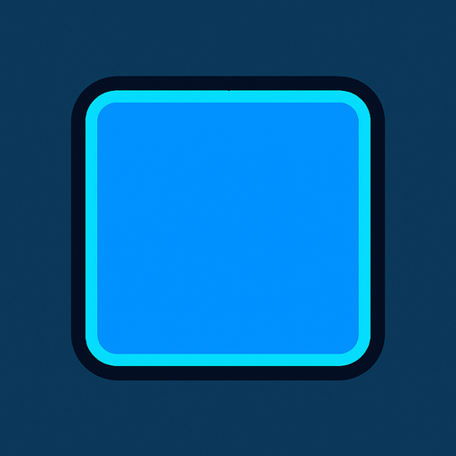 a simple square button in blue color.
In-Game asset.  2d.  High contrast.  No shadows