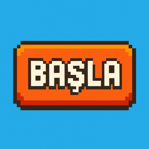 pixelart button.  have text in middle "BAŞLA".
In-Game asset.  2d.  High contrast.  No shadows