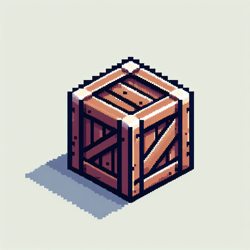pixel art of a crate, flat side view . Single Game Texture. In-Game asset. 2d. Blank background. High contrast. No shadows.