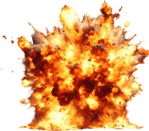 brutal fire explosion.
Single Game Texture.  In-Game asset.  2d.  Blank background.  High contrast.  No shadows