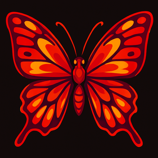 çok güzel renkleri olan ağırlıklı olarak kırmızı renkli kelebek.
In-Game asset.  2d.  High contrast.  No shadows