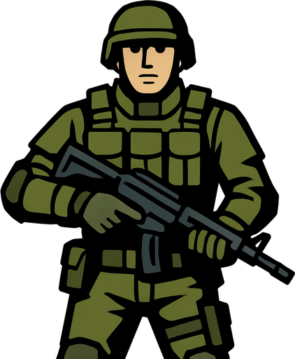 soldier.
In-Game asset.  2d.  High contrast.  No shadows