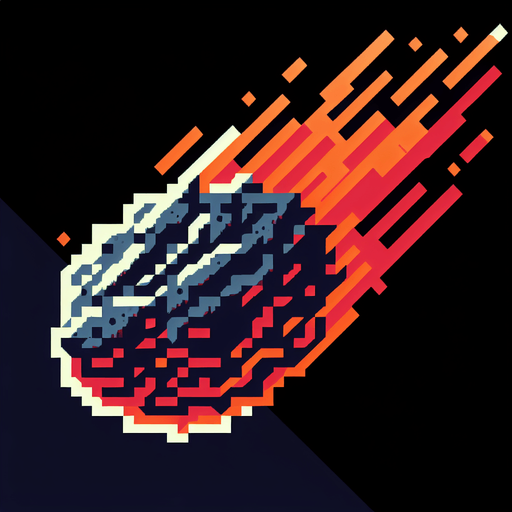 meteorite sprite old nintendo game.
2d.  Blank background.  High contrast.  No shadows