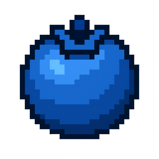 Blueberry 8 bit.
In-Game asset.  2d.  High contrast.  No shadows