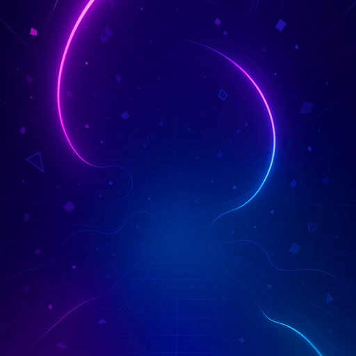 Create a vertical-scrolling, futuristic game background for a rhythm-based mobile game. The style should be vibrant and glowing, with a deep gradient from dark purple to electric blue.

Include subtle abstract shapes like floating geometric particles, soft energy lines, and a faint digital grid. The mood should feel like you're inside a pulsing rhythm tunnel or neon cyber tower.

No text, no characters — just atmospheric depth and motion-friendly layers. Must loop seamlessly for vertical scrolling. Style: sleek, minimal, energetic..
In-Game asset.  2d.  High contrast.  No shadows