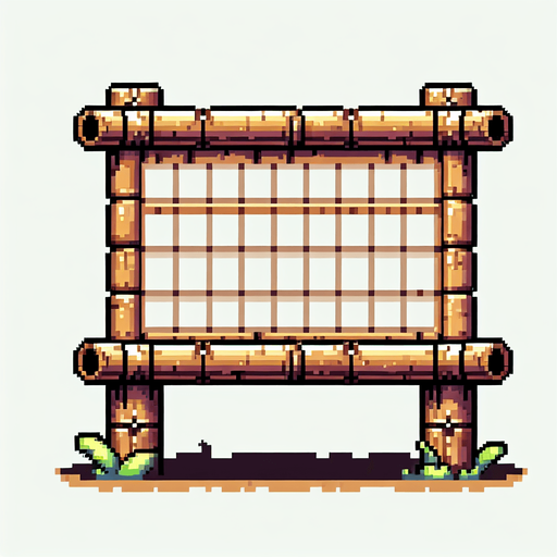 8-bit. cartoon. bamboo made scoreboard. empty. no shadow. in game asset. Single Game Texture. In-Game asset. 2d. Blank background. High contrast. No shadows.