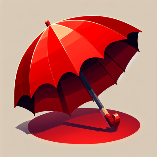 umbrella red.
Single Game Texture. In-Game asset. 2d. Blank background. High contrast. No shadows.