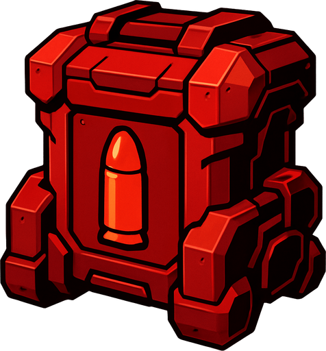robot ammo very red very big.
In-Game asset.  2d.  High contrast.  No shadows