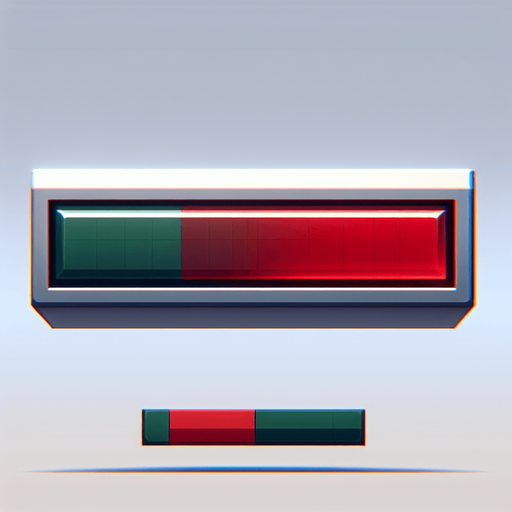 • Position: The health bar should be positioned at the top of the screen, centered or slightly to the left side, to ensure it remains visible throughout gameplay.

• Appearance: The health bar should be a simple horizontal bar with a clear color gradient, typically from green to red, indicating the player's remaining health. The bar should be easily distinguishable from the background and should have a smooth and consistent shape.

• Size: The health bar should be large enough to be easily visible without taking up too much screen space. A height of 5-10 pixels is generally sufficient.

Single Game Texture. In-Game asset. 2d. Blank background. High contrast. No shadows.