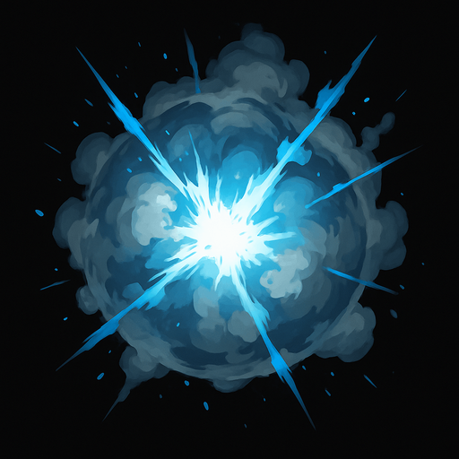 Airball explosion. sphere. mixed grey with white & blue colors. HD colors
In-Game asset.  2d.  High contrast.  No shadows