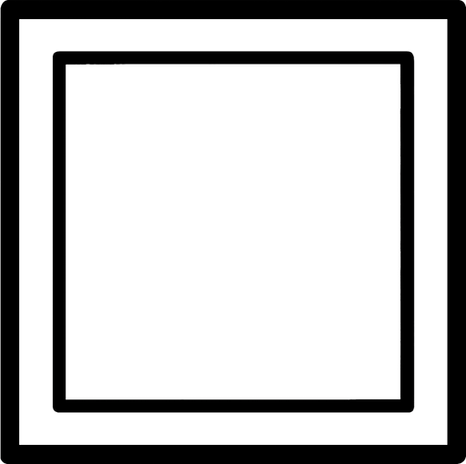 Un recuadro blanco sin relleno interlineado.
In-Game asset.  2d.  High contrast.  No shadows
