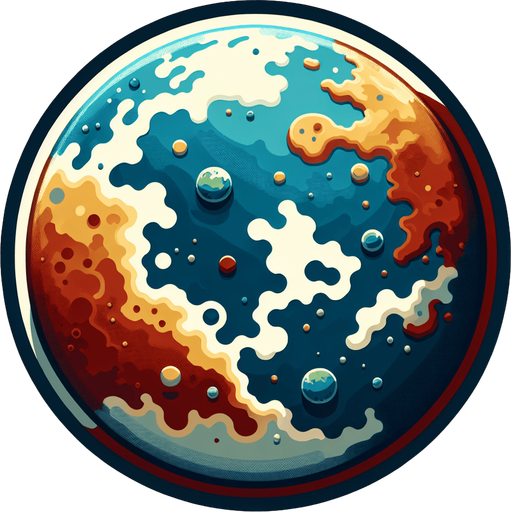 Create a top down view of a single Earth-like planet

Single Game Texture. In-Game asset. 2d. Blank background. High contrast. No shadows.