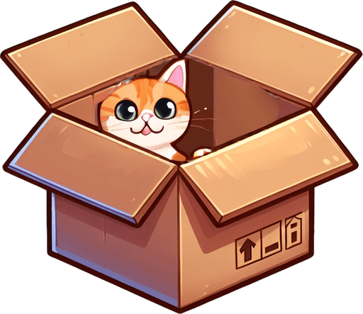 cute ginger cat peeking from a box.