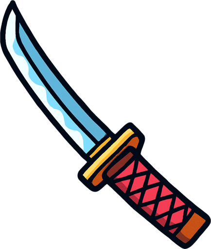 katana animada.
In-Game asset.  2d.  High contrast.  No shadows