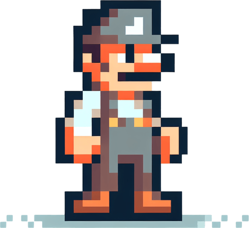 pixel mario character. 2d
Single Game Texture.  In-Game asset.  2d.  Blank background.  High contrast.  No shadows