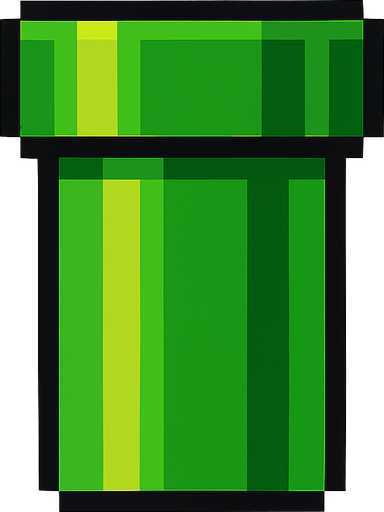 green pipe. pixel art..
In-Game asset.  2d.  High contrast.  No shadows