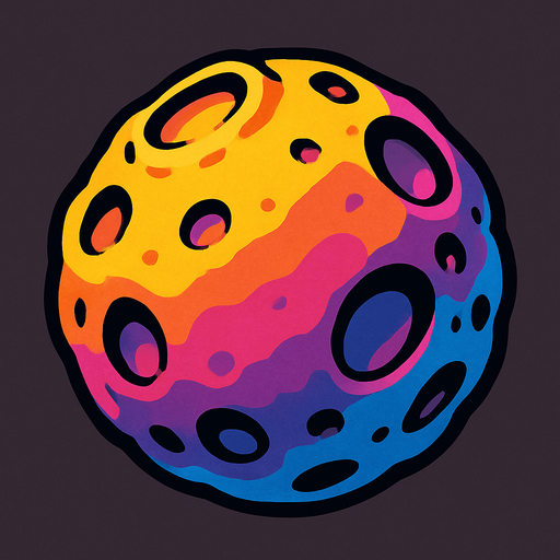 colorful meteor ball no flame effect.
In-Game asset.  2d.  High contrast.  No shadows